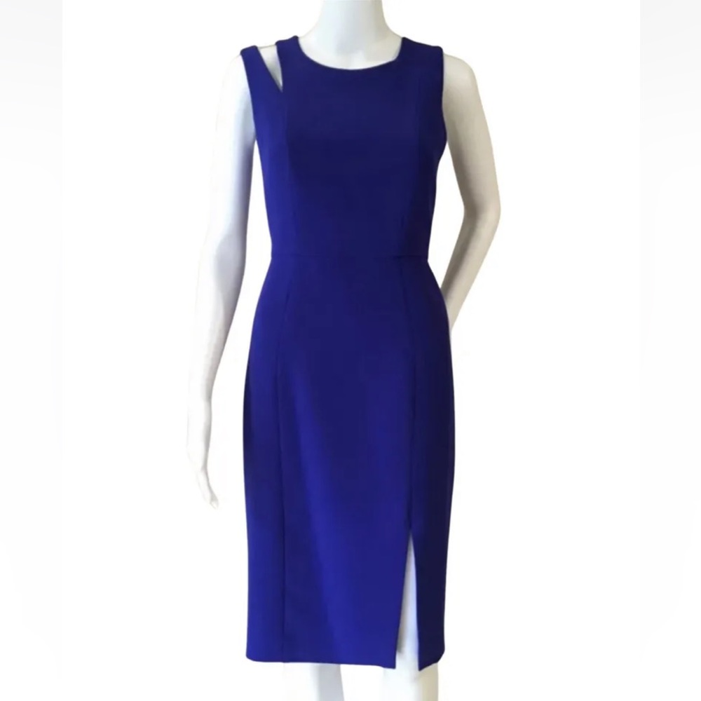 Milly sheath dress cutout sleeveless crew beck royal blue size 2